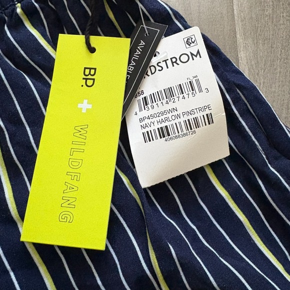 BP. The Label Nordstrom Striped womens Shorts Navy Yellow White 3X Elastic Waist - Picture 6 of 14